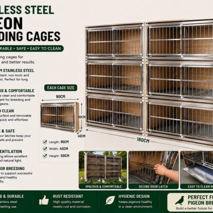 Stainless Steel and  Pine wood Wood Pigeon Cage