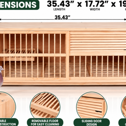Wooden Pigeon Breeding Cage with Egg Tray and Privacy Blinds